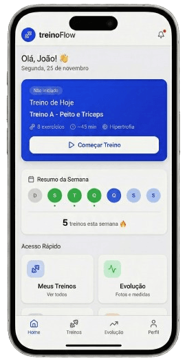 Aplicativo de personal trainer em um smartphone